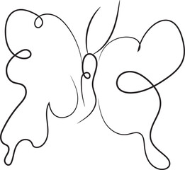 Simple Line Drawing of a Butterfly Continuous Line Art Minimalist Insect Illustration