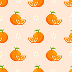 Seamless pattern with orange fruit	