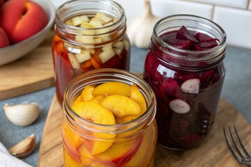 Canned Peaches in Jars