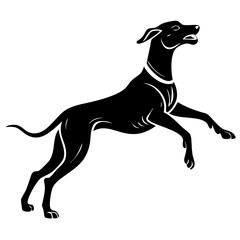 silhouette of dog jumping stance vector illustration