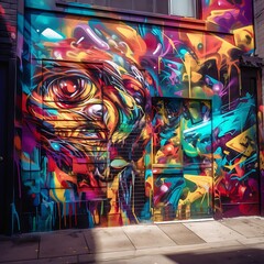 Colorful urban graffiti wall.