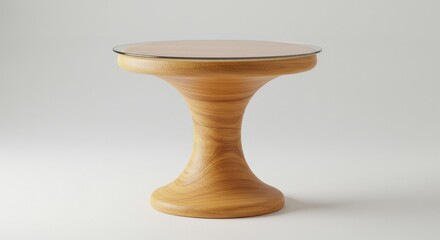 Elegant wooden table with a glass top, showcasing modern design in a minimalist setting