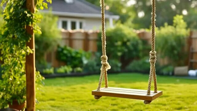 Rope Swing Hanging in Backyard

