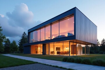 Obraz premium Modern Estonian architecture, sleek glass facade reflecting sky , sky, reflection, steel