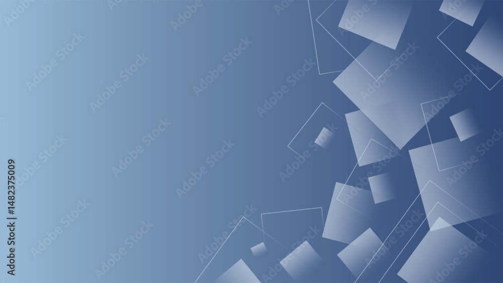 Poster stylized transparent squares on a gradient blue background ideal for presentations digital art desig
