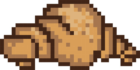 croissant sweet bakery food dessert 8bit pixel art, flat design png illustration