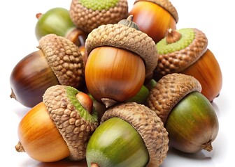 Acorns isolated on white background