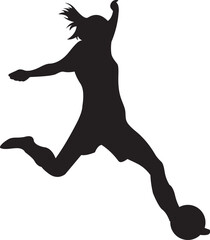 Silhouette Female Footballer kick the Football Position