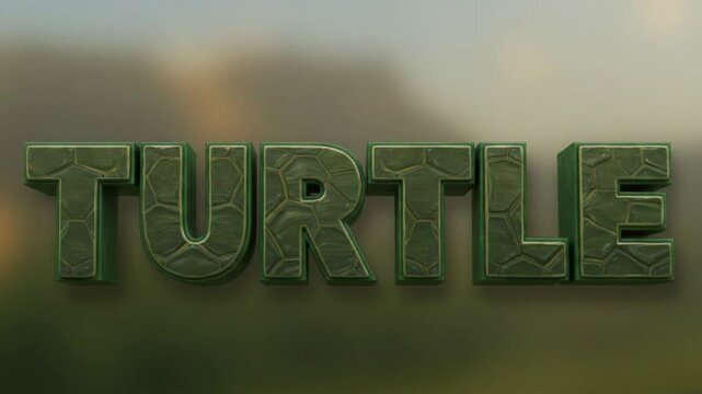 3D deep-green text 'TURTLE' with shell design &mdash; wise and steady.