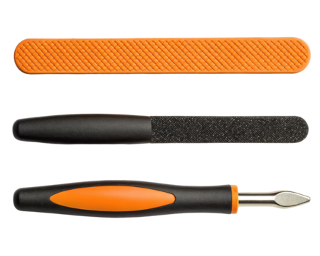 Set of Three Nail Care Tools for Manicures on a transparent background