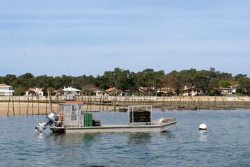 Obraz premium Parc à huitres, Grand Piquey, Bassin d'Arcachon, 33, Gironde, France
