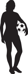 Silhouette Female Footballer with Football