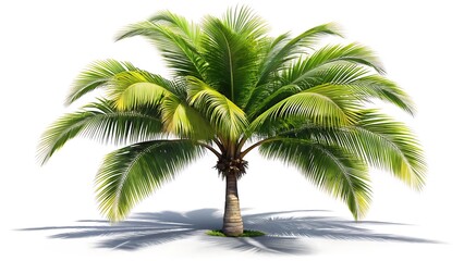 Obraz premium Cut out large tropical palm tree with shadow isolated on white background