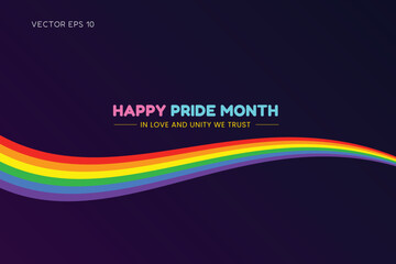 Happy Pride Month In Love and Unity We Trust Rainbow Wave