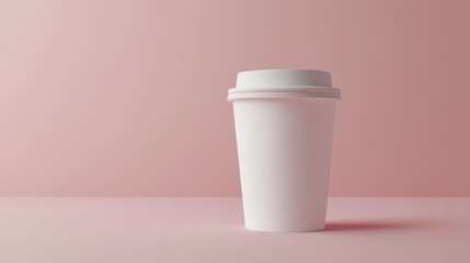 Minimalist Scene with White Paper Cup and Pastel Background for Beverages