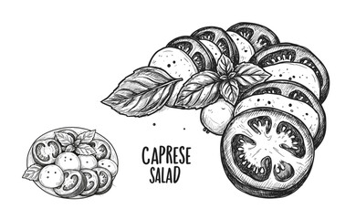 Caprese salad illustration icon on transparent background