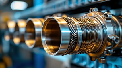 Obraz premium Metal cylinders aligned, detailed texture & precision parts