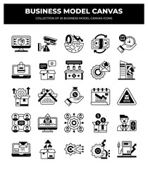 Business Model Canvas Icons: A Collection of 25 Essential Strategy Icons