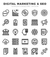 Set of Digital Marketing & SEO icons. Vector Illustration.
