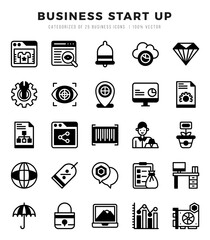 Set of Business Start Up icons in Lineal Filled style. Lineal Filled Icons symbol collection.