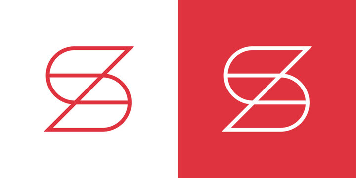 Modern abstract S monogram with diagonal cut. Minimal outline logo for tech or design driven brands.