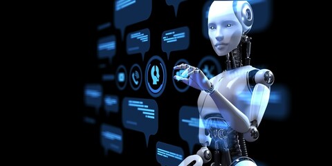 AI Chatbot and Natural Language Processing Technology Concept Illustrated.