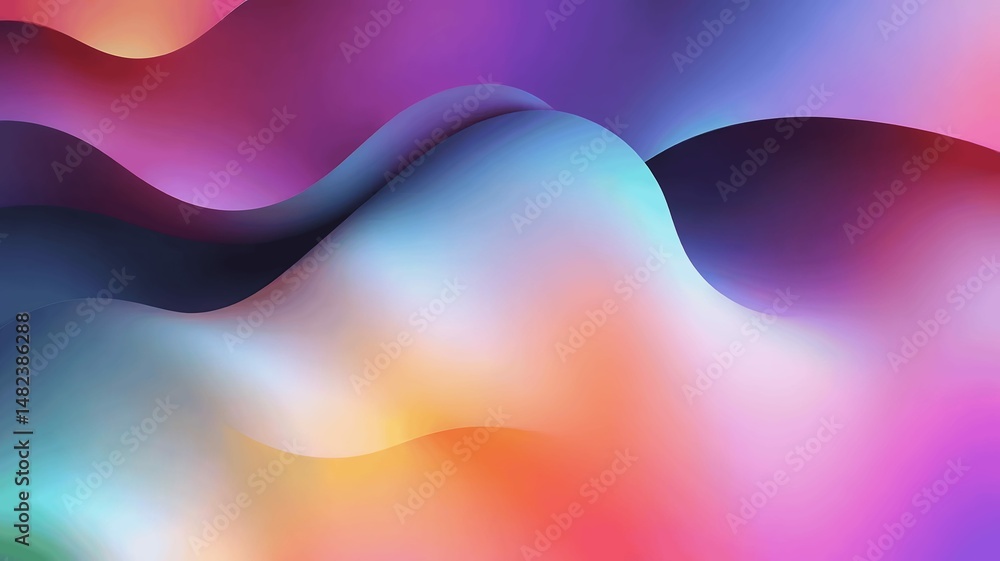 Poster abstract gradient waves flow with soft light in a mesmerizing display of color and form.