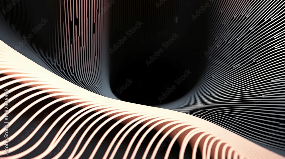 Poster abstract lines converge in this dark design, creating a sense of depth and flowing dimension softly