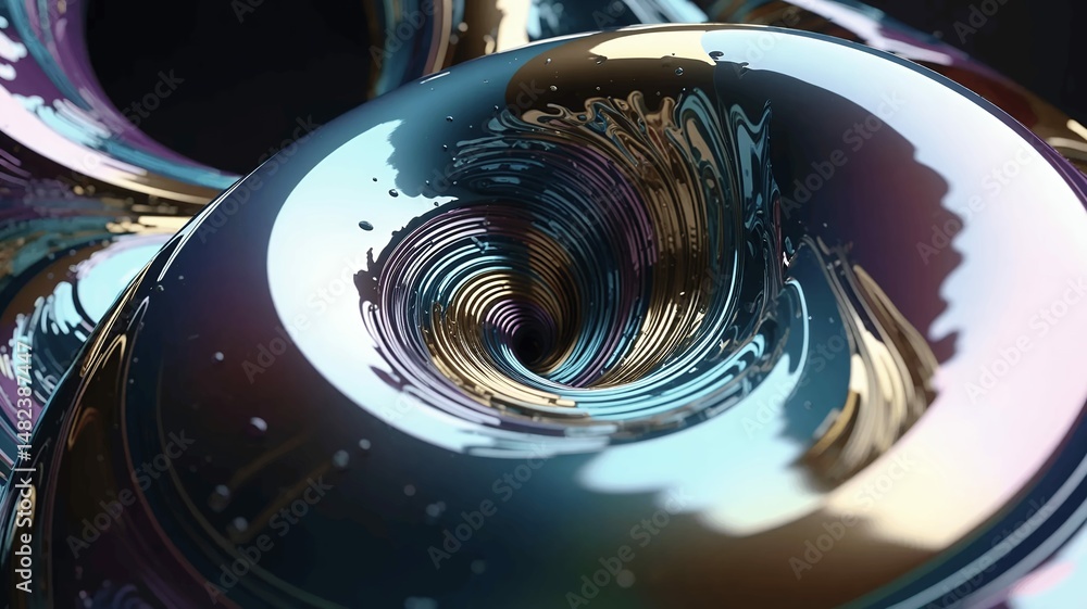 Poster an abstract vortex shape of swirling liquid layers creates a mesmerizing and flowing effect.
