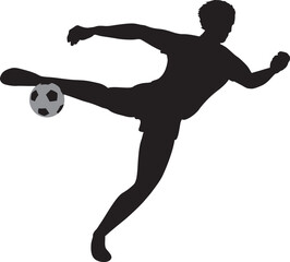 Silhouette Football player kick the Ball position