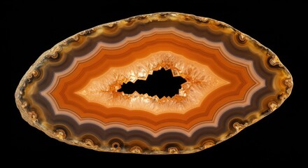 Vibrant Orange Agate Slice Showcasing Intricate Patterns and Textures