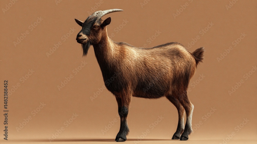 Poster digital rendering of a goat in profile view.
