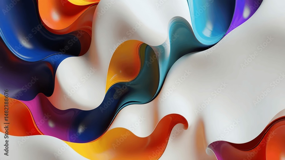 Poster abstract forms create dynamic movement and a captivating visual experience with vibrant colors.