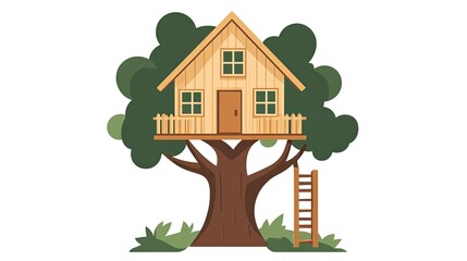 A treehouse and building logo vector.  