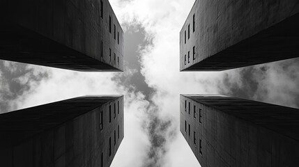Abstract black and white architecture building exterior design sky art city view urban lines image