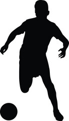 Silhouette Male Footballer Runing with Football