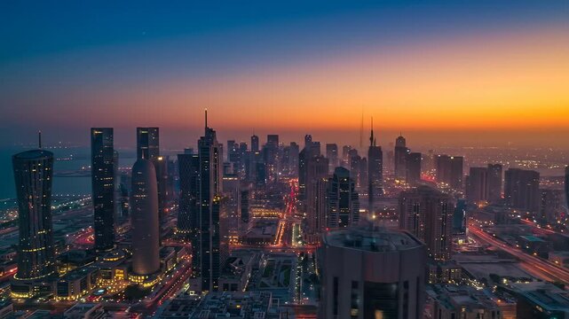 Dohas evolving urban landscapes west bay skyline at golden hour