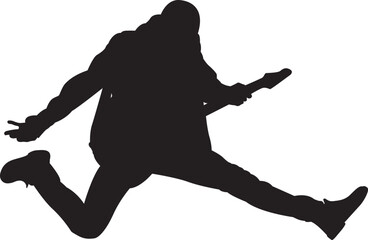 Silhouette Singer playing Guiter and dancing Position