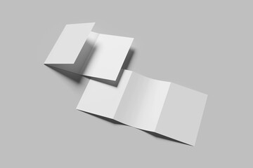 Blank A4 tri-fold brochure for mockup - 3D rendering