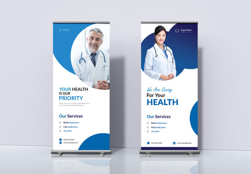 Medical Clinic Roll Up Banner Layout For Hospitals And Doctors