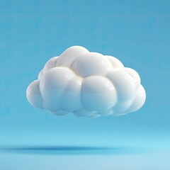 A stylized, 3D rendered cloud, bright white and glossy, floats against a pale blue background.  It's a simple, whimsical representation of a cloud