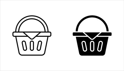 Picnic basket icon set. Linear style sign for mobile concept and web design. vector illustration on white background