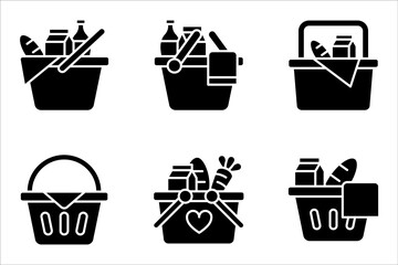 Fototapeta na wymiar Picnic basket icon set. Linear style sign for mobile concept and web design. vector illustration on white background