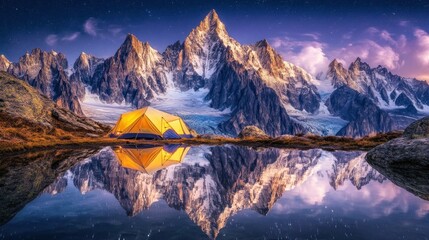 Obraz premium Mountain Tent Reflection