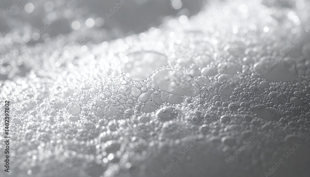 Poster bubbling foam action on smooth surface studio setting macro photography minimalist style abstract co