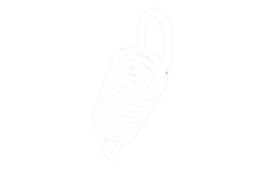 Wireframe Depiction Technical Drawing Simple Line Art Outline Illustration Monochrome Metal Extension Spring with End Hooks, Steel Coil Spring with Hooks, Helical Tension Spring on a PNG Transparent