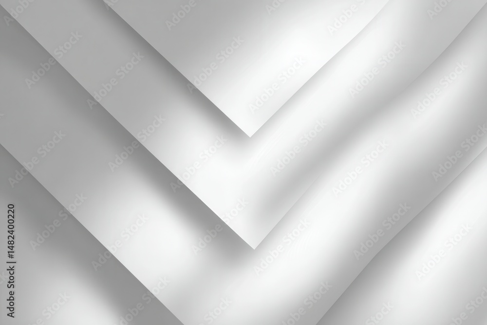 Poster Abstract composition with geometric shapes, layers of white material, playing with light and shadow in a soft, flowing arrangement.