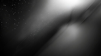 Abstract black and white diagonal stripes with light effect and speckled texture.