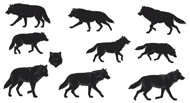 Wolf Silhouettes: Elegant Black & White Pack