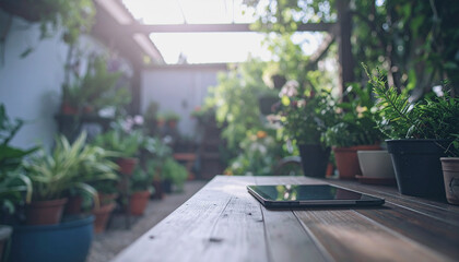  "Fresh Green Plants in Home Office Workstation"